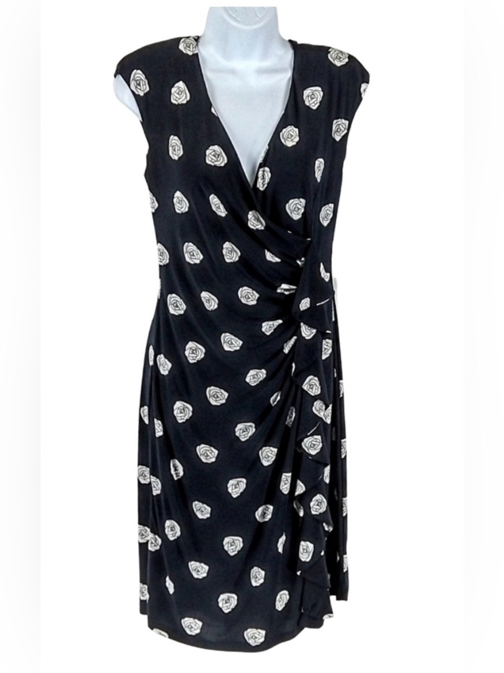 Evan Picone black and white floral print dress